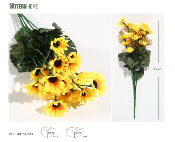 7 tenedores 15 cabezas girasol 27CM amarillo