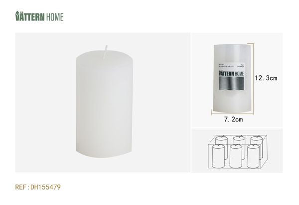 Vela de pilar de 7,2 x 12,3 cm, de parafina sin aroma (blanca), que arde durante 48 horas