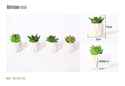 Maceta artificial de cerámica verde (paquete de 4) de 5 x 10 cm
