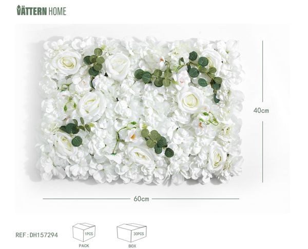 Fila de flores 60*40CM plástico + poliéster de seda patrón de flores blancas completo y rico, capas ricas, adecuado para la decoración de ventanas, paredes de flores de paisajes, etc.