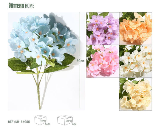 Hortensia de 5 puntas 30CM champán, blanquecino, blanco puro, morado, azul, rosa