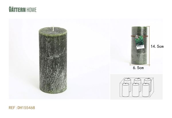 Vela de pilar de 6,5 x 14,5 cm, de parafina, sabor a té verde (turquesa), duración de combustión de 65 horas