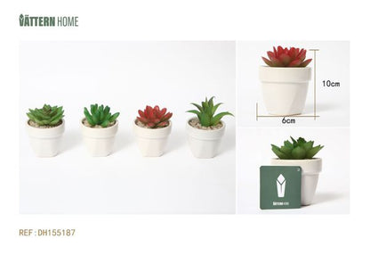 Paquete de 4 macetas artificiales de cerámica de 6 x 10 cm