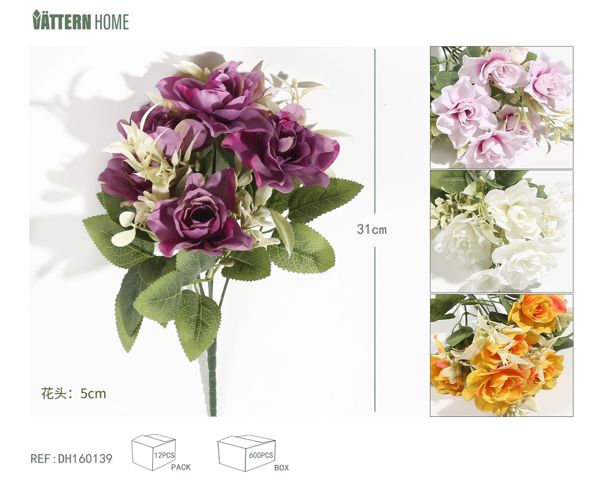 5 flores de gardenia artificiales 31CM, 5CM pam