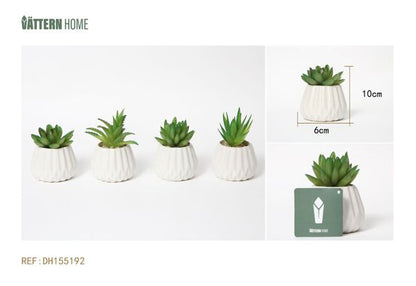 Paquete de 4 macetas de vidrio, serie verde, plantas artificiales verdes, 6 x 10 cm