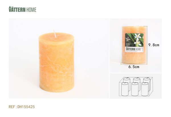 Vela de pilar de parafina de 6,5 x 9,8 cm con sabor a flor de naranja (naranja) que dura 40 horas
