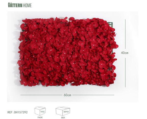 Fila de flores 60*40CM plástico + poliéster de seda patrón de flores rojo brillante capas completas y ricas, adecuado para la decoración de ventanas, paredes de flores de fondo, etc.