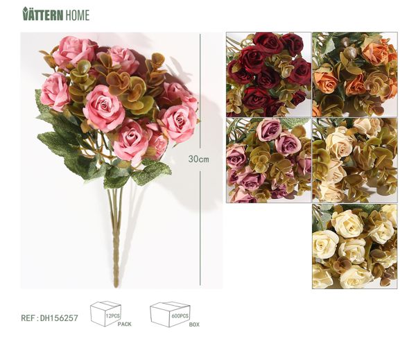 5 tenedores 10 flores capullos de rosa 30CM naranja, morado, champán, rosa, amarillo claro, rojo