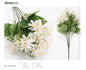 Pequeña flor de 8 tenedores, 42 cm, poliéster de seda blanca, plástico, flores de barrido de tumbas de simulación de hierro, sin necesidad de cuidados, capas ricas, convenientes y hermosas