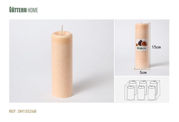 Vela de pilar de parafina de 5 x 15 cm con sabor a higo (color champán) que dura 36 horas