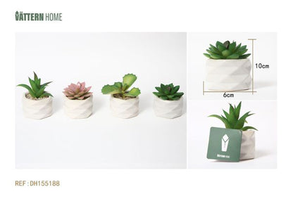 Paquete de 4 macetas de cerámica para plantas artificiales de 6 x 10 cm