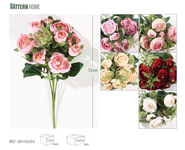 Camelia de 5 puntas 26CM rosa medio, champán, rosa, rojo, blanco, rosa naranja