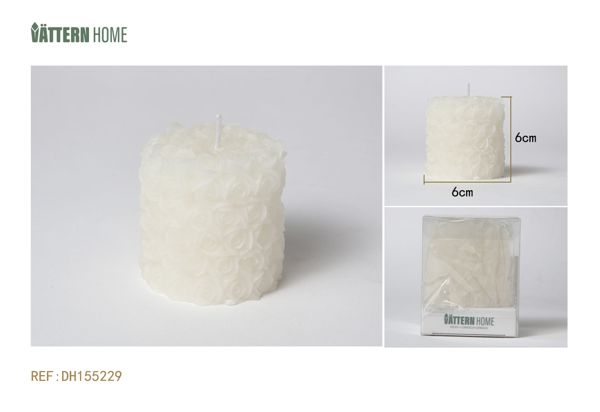 Vela de pilar de parafina de 6 x 6 cm con sabor a campana azul (blanca) que arde durante 6 horas