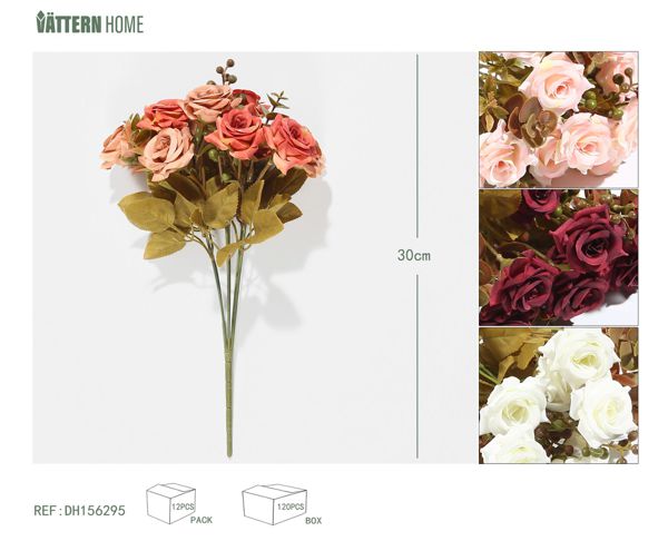 7 pequeñas rosas de otoño 30CM naranja, rojo, blanco, rosa