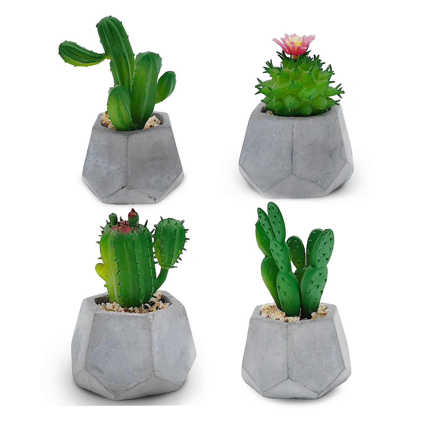 Paquete de 4 macetas artificiales de cemento verde de 6 x 10 cm