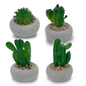 Paquete de 4 macetas de cemento de la serie Cactus, macetas artificiales de 7 x 9 cm