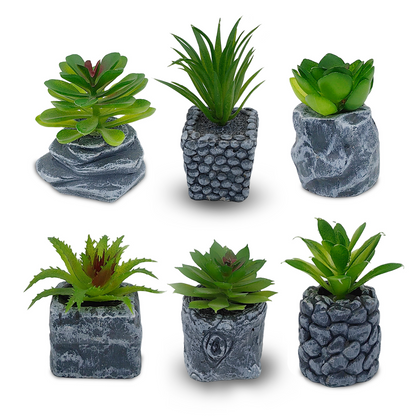 Macetas artificiales de cemento de la serie verde, 5 x 8 cm