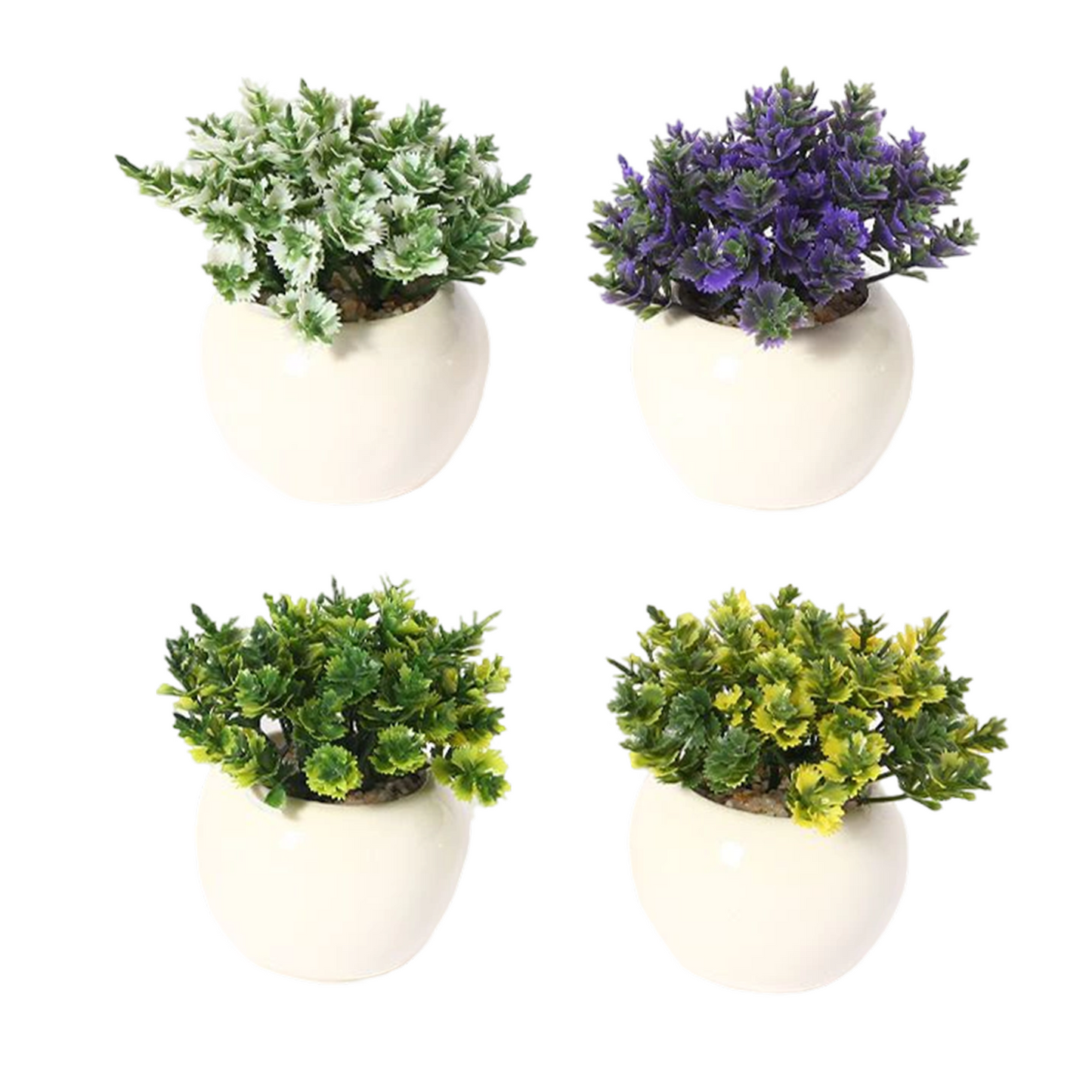 Maceta de cerámica artificial verde (paquete de 4) de 6 x 9 cm
