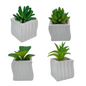 Paquete de 4 macetas de cerámica verde para plantas artificiales de 6 x 10 cm
