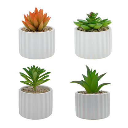 Paquete de 4 macetas artificiales de cerámica de 6 x 10 cm