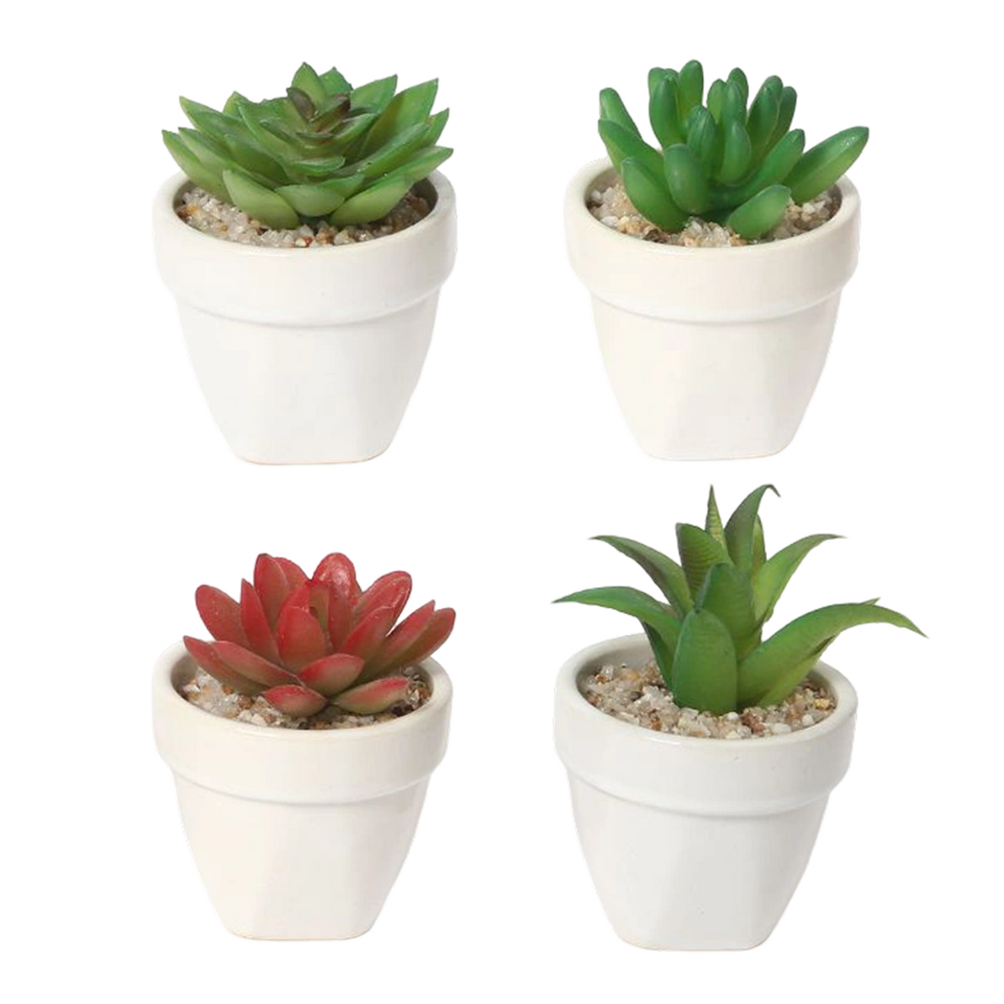 Paquete de 4 macetas artificiales de cerámica de 6 x 10 cm
