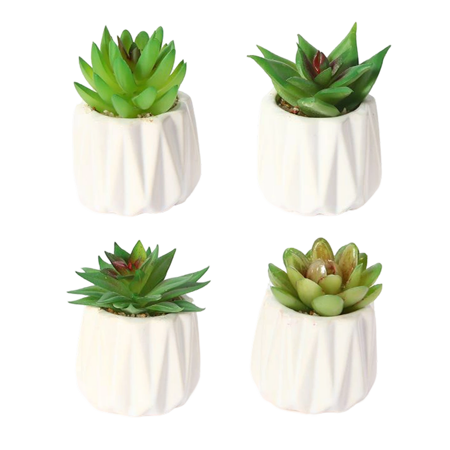 Maceta artificial de cerámica verde (paquete de 4) de 5 x 10 cm