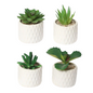 Paquete de 4 macetas de cerámica para plantas artificiales verdes, 6 x 10 cm, serie verde