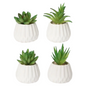 Paquete de 4 macetas de vidrio, serie verde, plantas artificiales verdes, 6 x 10 cm
