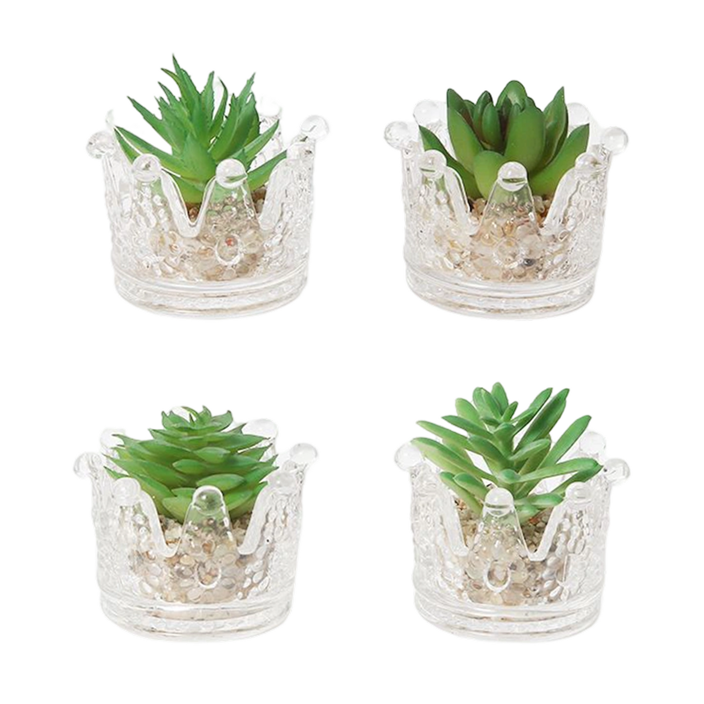 Paquete de 4 macetas de cristal para plantas artificiales de 7 x 7 cm