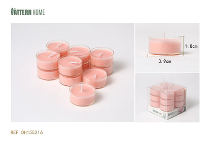 Paquete de 12 velas perfumadas redondas de 1,8 x 3,9 cm con aroma a rosa de parafina (rosa) que arden durante 4 horas