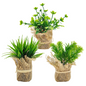 Paquete de 3 plantas en maceta de simulación de hierba, serie Grass, 5,5 x 5,5 x 4,5 cm