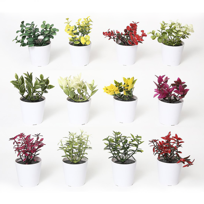 VATTEN HOME Surtido de Plantas Verdes simuladas, plantación con Horquilla, 5,5 x 5,5 x 9 cm, Serie Verde de plástico para Crear un Paisaje de Espacio Natural ecológico, decoración de escenas