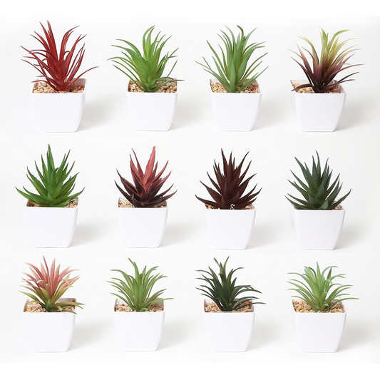 VATTEN HOME Surtido de Plantas Verdes simuladas, plantación con Horquilla, 5,5 x 5,5 x 9 cm, Serie Verde de plástico para Crear un Paisaje de Espacio Natural ecológico, decoración de escenas