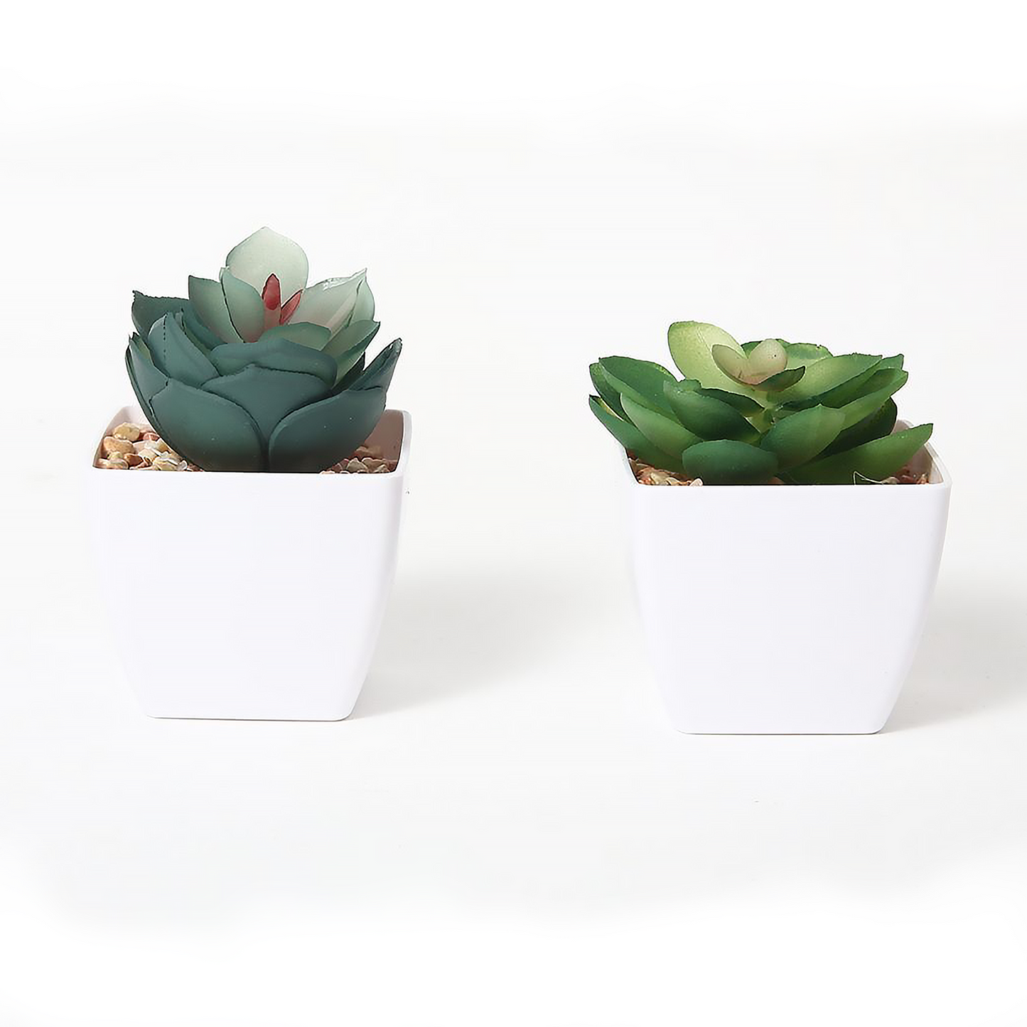 2 paquetes de plantas verdes artificiales de plástico de 5,5 x 5,5 x 6,5 cm, simulación de macetas, adornos creativos, decoración.