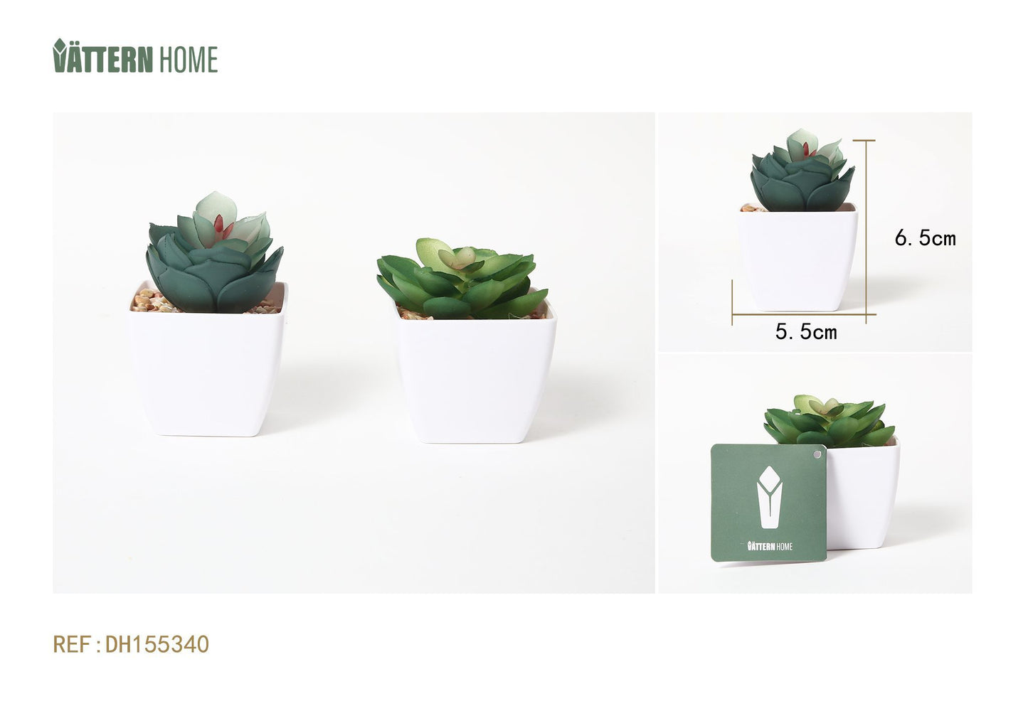 2 paquetes de plantas verdes artificiales de plástico de 5,5 x 5,5 x 6,5 cm, simulación de macetas, adornos creativos, decoración.