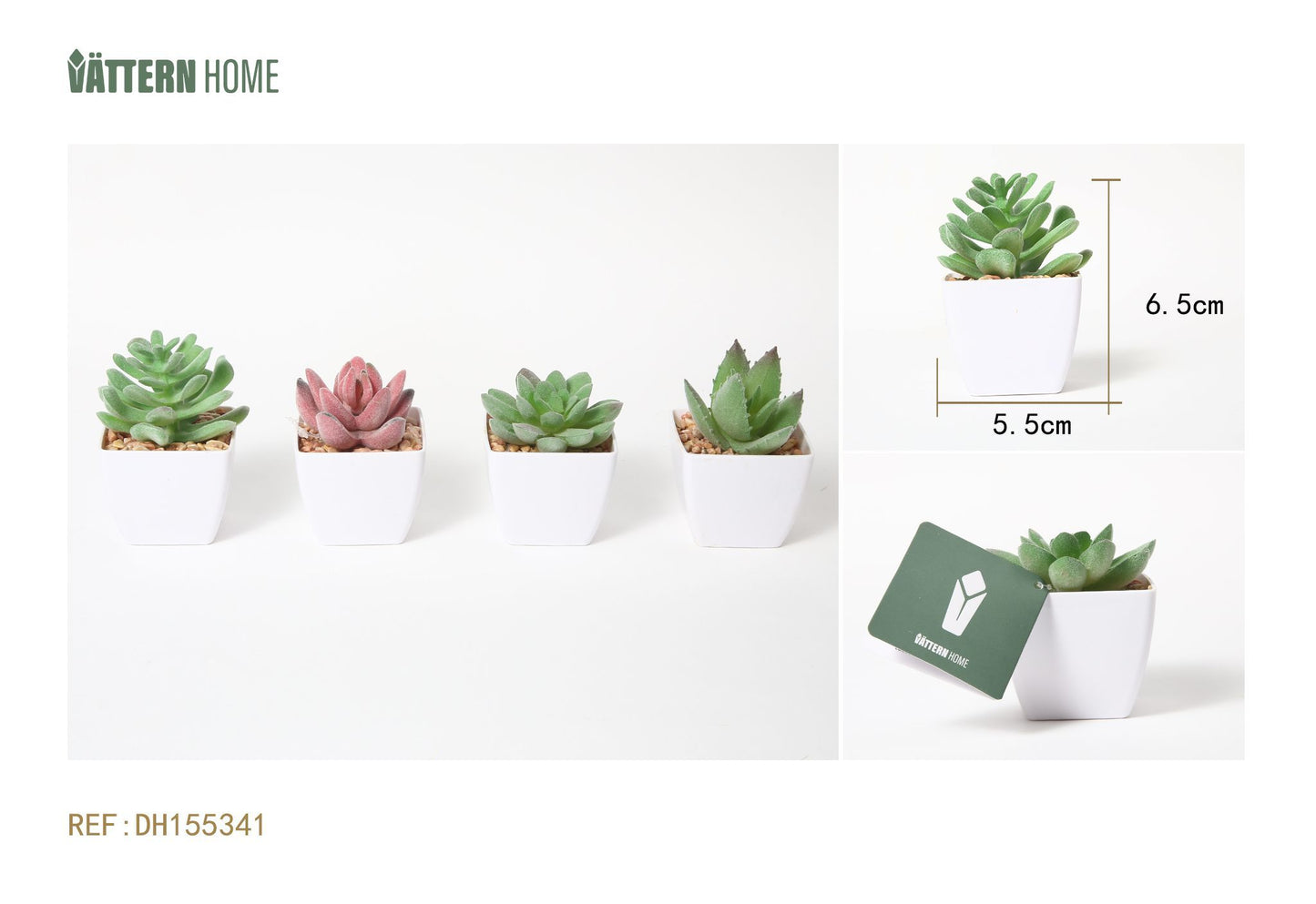 4 paquetes de plantas verdes artificiales de plástico de 5,5 x 5,5 x 6,5 cm, simulación de macetas, adornos creativos, decoración.