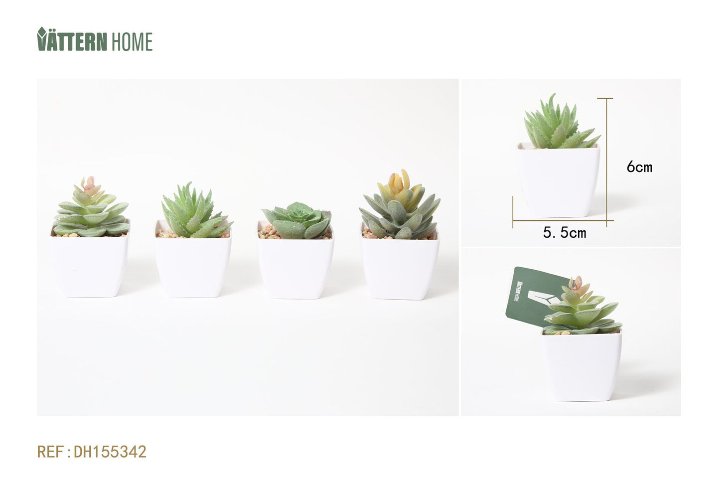4 paquetes de plantas verdes artificiales de plástico de 5,5 x 5,5 x 6,5 cm, simulación de macetas, adornos creativos, decoración.