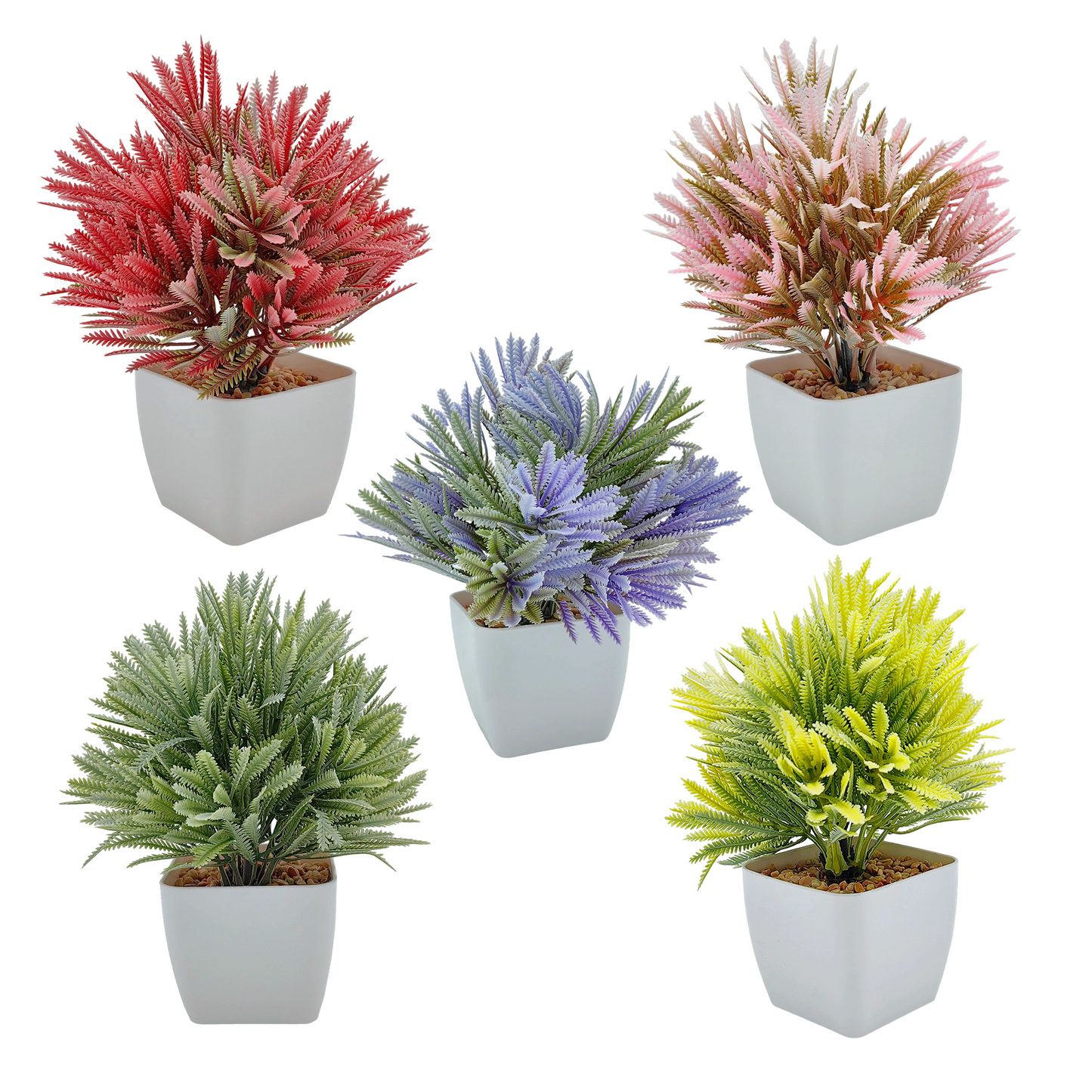 VATTEN HOME Paquete de 5 Plantas en Maceta de simulación de Flores y césped, 5,5 x 5,5 x 11 cm