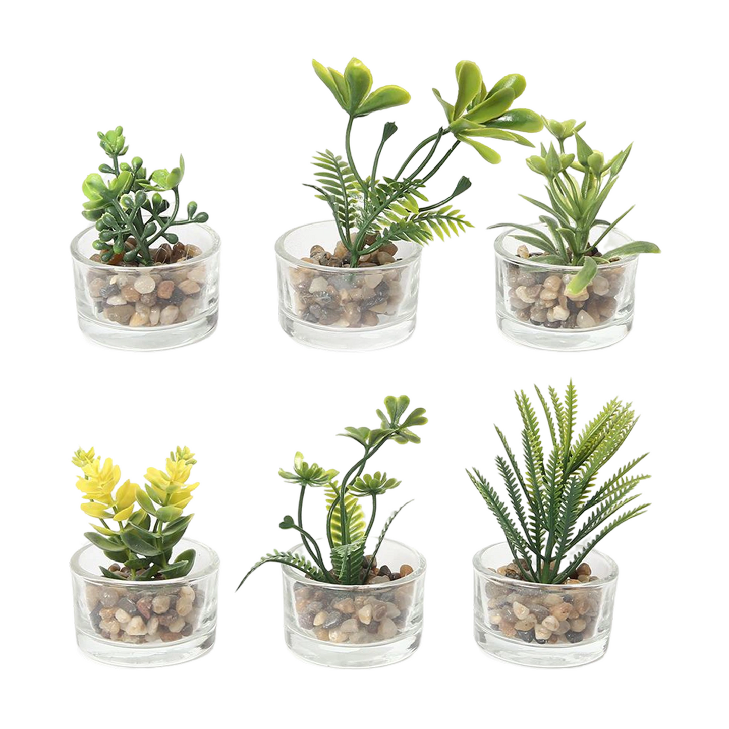 Macetas de vidrio artificiales de simulación de césped, paquete de 4, 5 x 5 x 7 cm