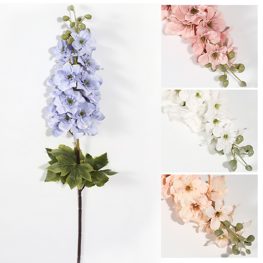 Rama única de delphinium 86CM blanco, champán, azul, rosa