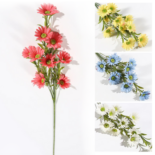 Tela de seda 10 cabezas de cosmos 85CM rosa, blanco, azul, amarillo