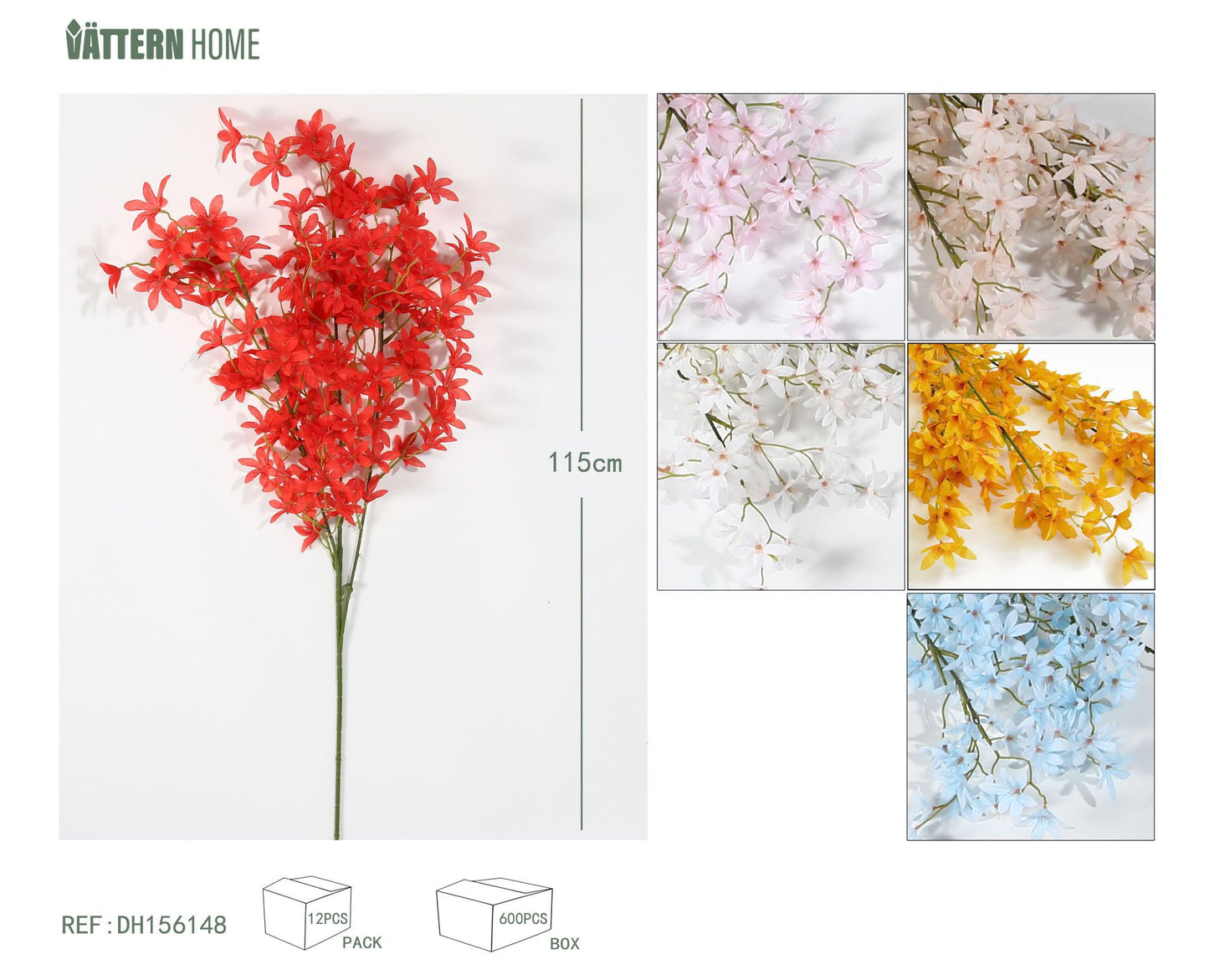 Oncidium multibifurcado de una sola rama 115CM rojo, azul, morado, rosa, naranja, blanco