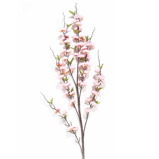 Ciruelo grande de tela de seda, de una sola rama y múltiples bifurcaciones, 160 cm, blanco