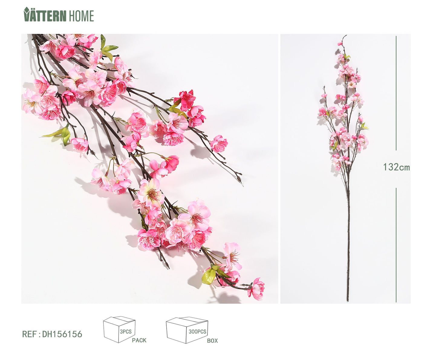 Paño de seda de una sola rama con múltiples cabezas, dulce de invierno, 132 cm, rosa