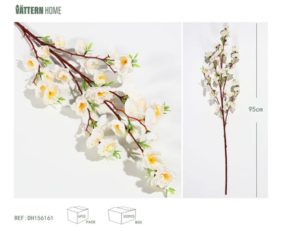 Tela de seda de una sola rama con múltiples bifurcaciones de flor de durazno 95CM blanco