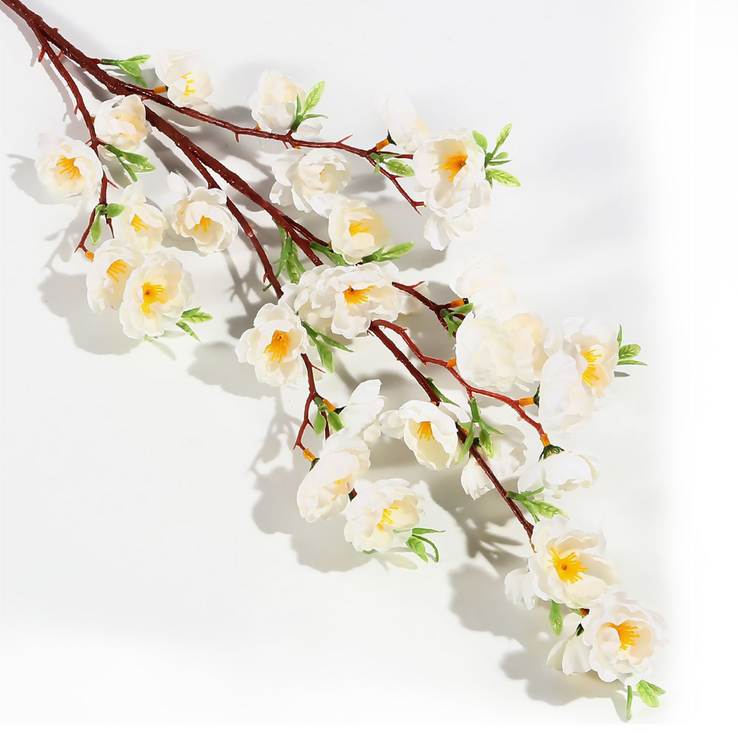 Tela de seda de una sola rama con múltiples bifurcaciones de flor de durazno 95CM blanco