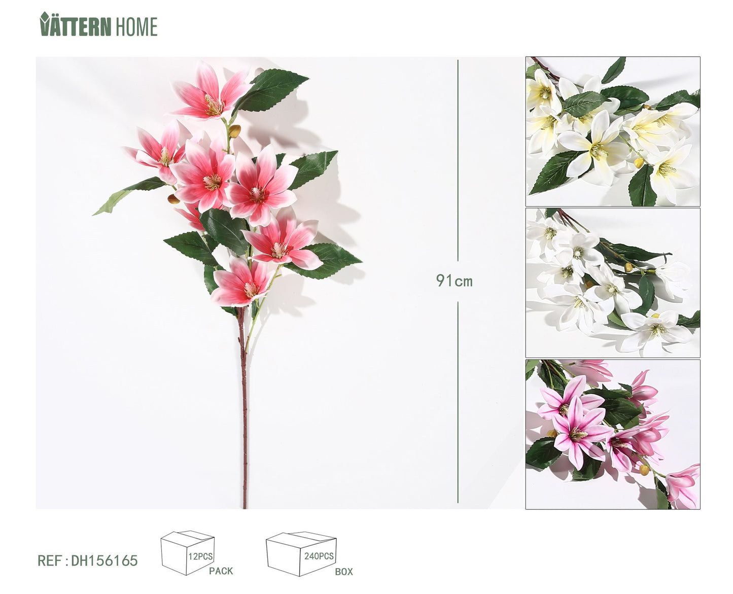 6 Magnolias 91CM blanco, morado, blanquecino, rosa