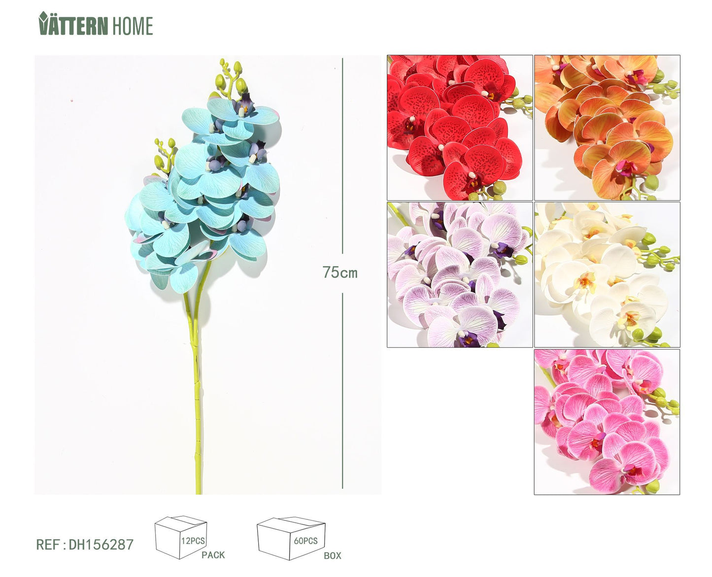 9 orquídeas Phalaenopsis 75CM blanco, azul, rosa, rojo, morado, naranja