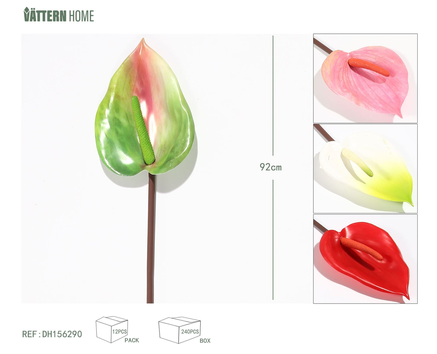 Anthurium individual 92CM verde, rosa, rojo, blanco
