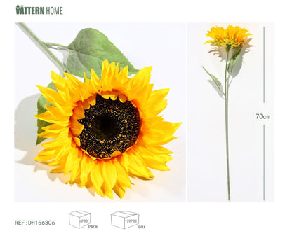 Girasol amarillo individual de 42 cm (tamaño de la cabeza de la flor: 12 cm)